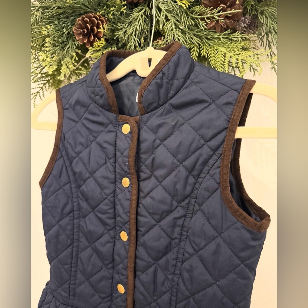 Janie and Jack Navy Quilted Peplum Vest Size 5-6